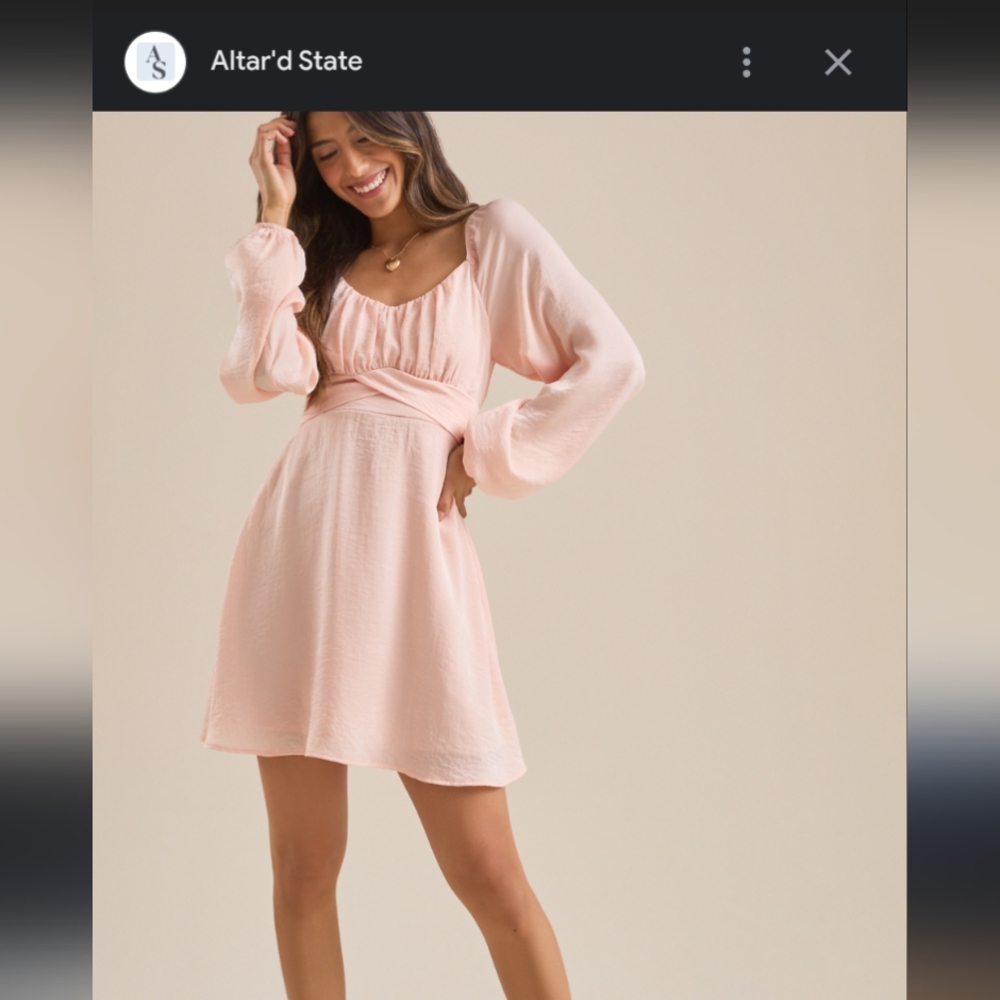 Altar'd State Front Knot Long Sleeve Mini Dress